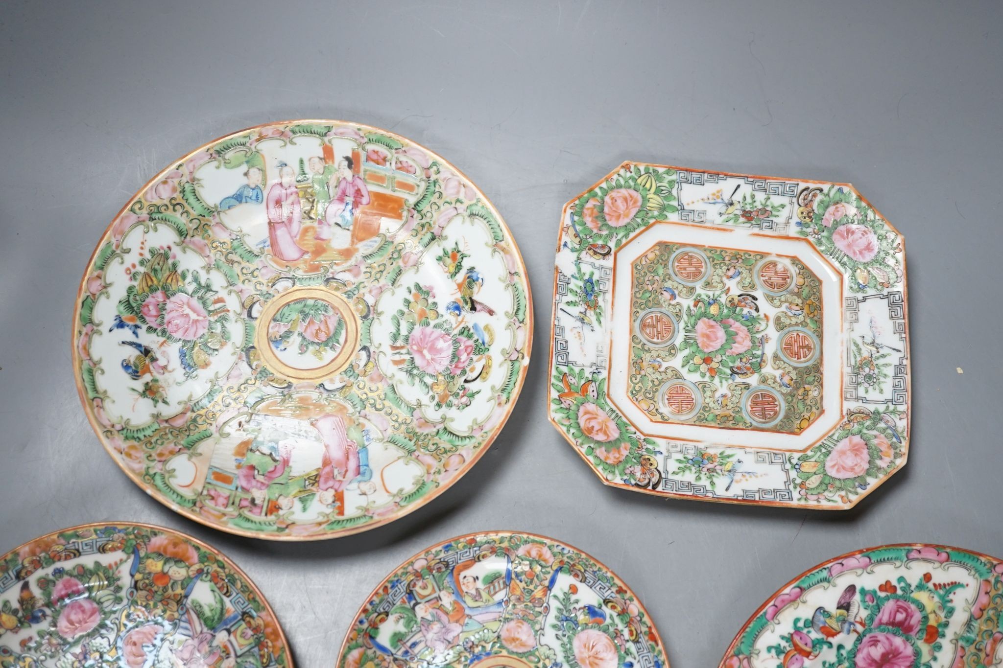 A group of Canton famille rose dishes